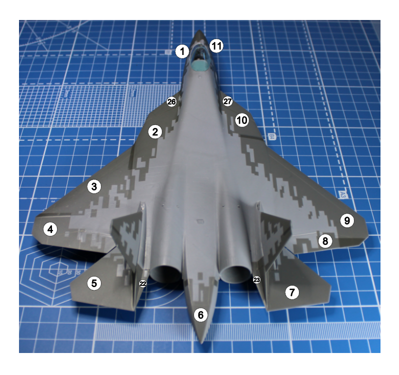 AM72138 Маска окрасочная СУ-57 (Новый) для создания камуфляжа Пиксель Бортовой номер 511