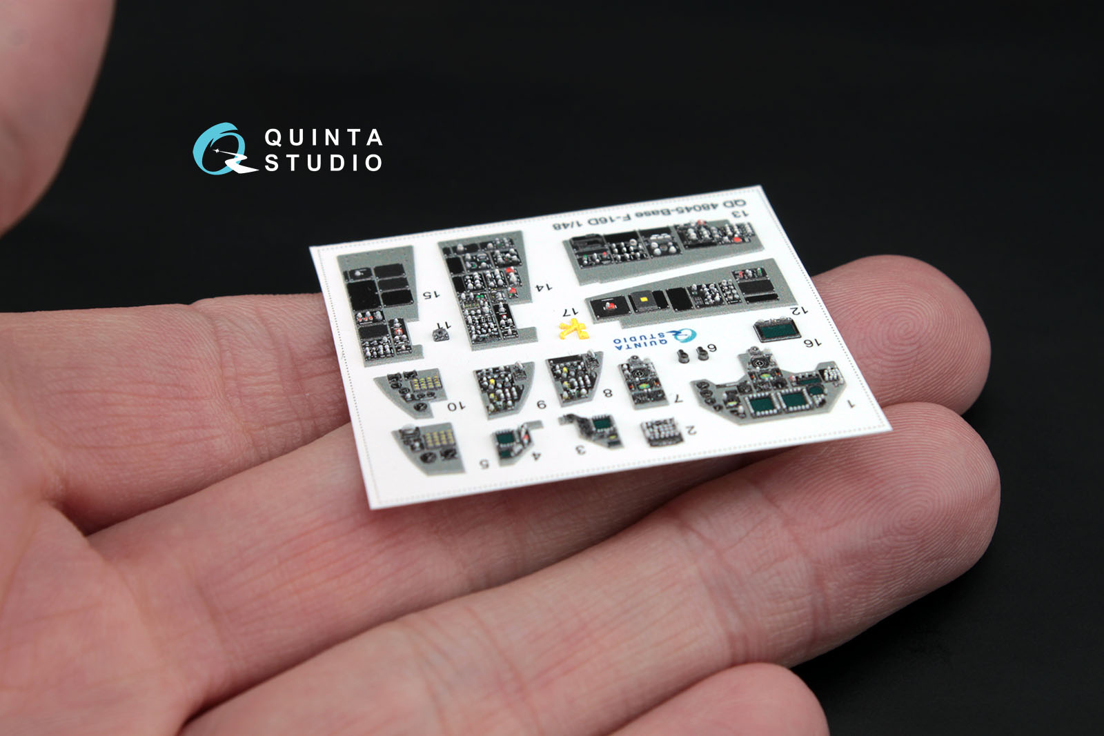 QD48045-Base 1:48 3D Декаль интерьера  кабины F-16D (блоков 20/30/40) (осн.  элементы)(для модели Kinetic)