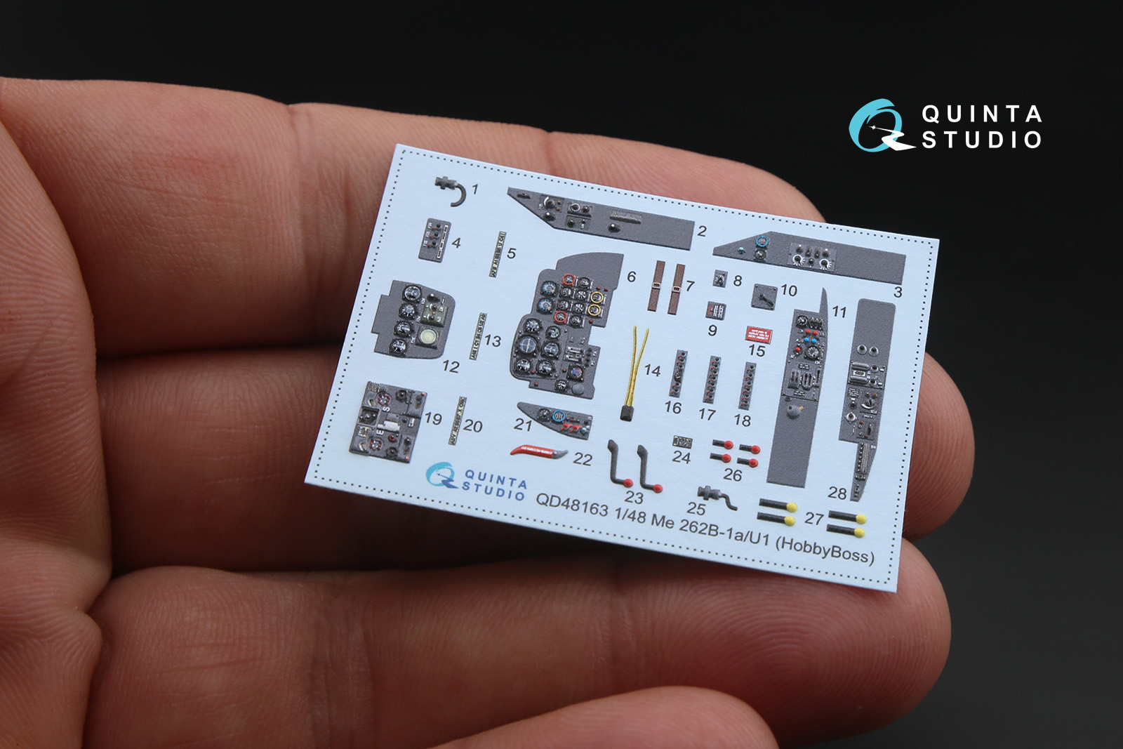 QD48163 3D Декаль интерьера кабины Me 262B-1a/U1 (для модели HobbyBoss)