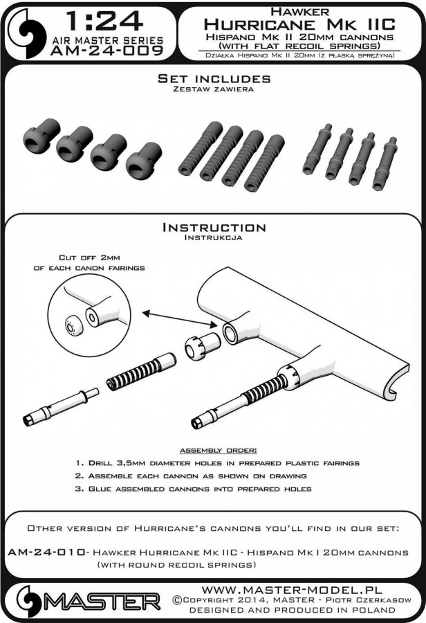 AM-24-009 Hawker Hurricane Mk IIC - 20-мм пушки Hispano Mk I (с плоской возвратной пружиной)