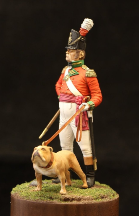 VD-54013(M). Британский пехотный офицер с бульдогом, 1812-14 гг. 54 мм. Материал - белый металл. Chronos Miniatures