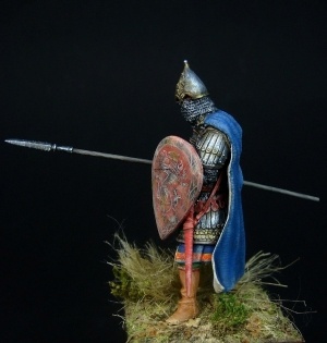 CHM-54098(M). Русский тяжелый копейщик, 14 век. 54 мм. Материал – белый металл