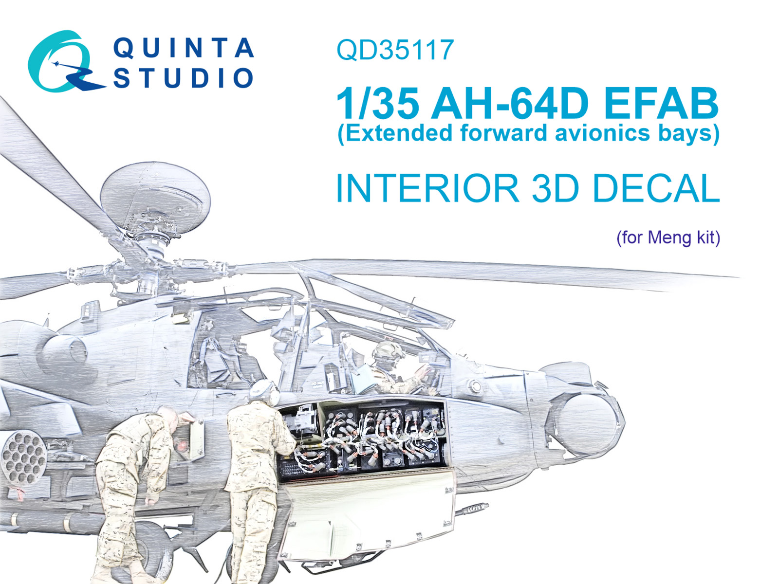 QD35117 3D Декаль интерьера кабины AH-64D Расширенные передние отсеки авионики(Meng)