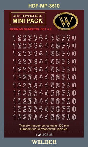MP-3510 Немецкие номера для наземной техники. Сет 4.2 Контурные, белые, высота 190 мм.