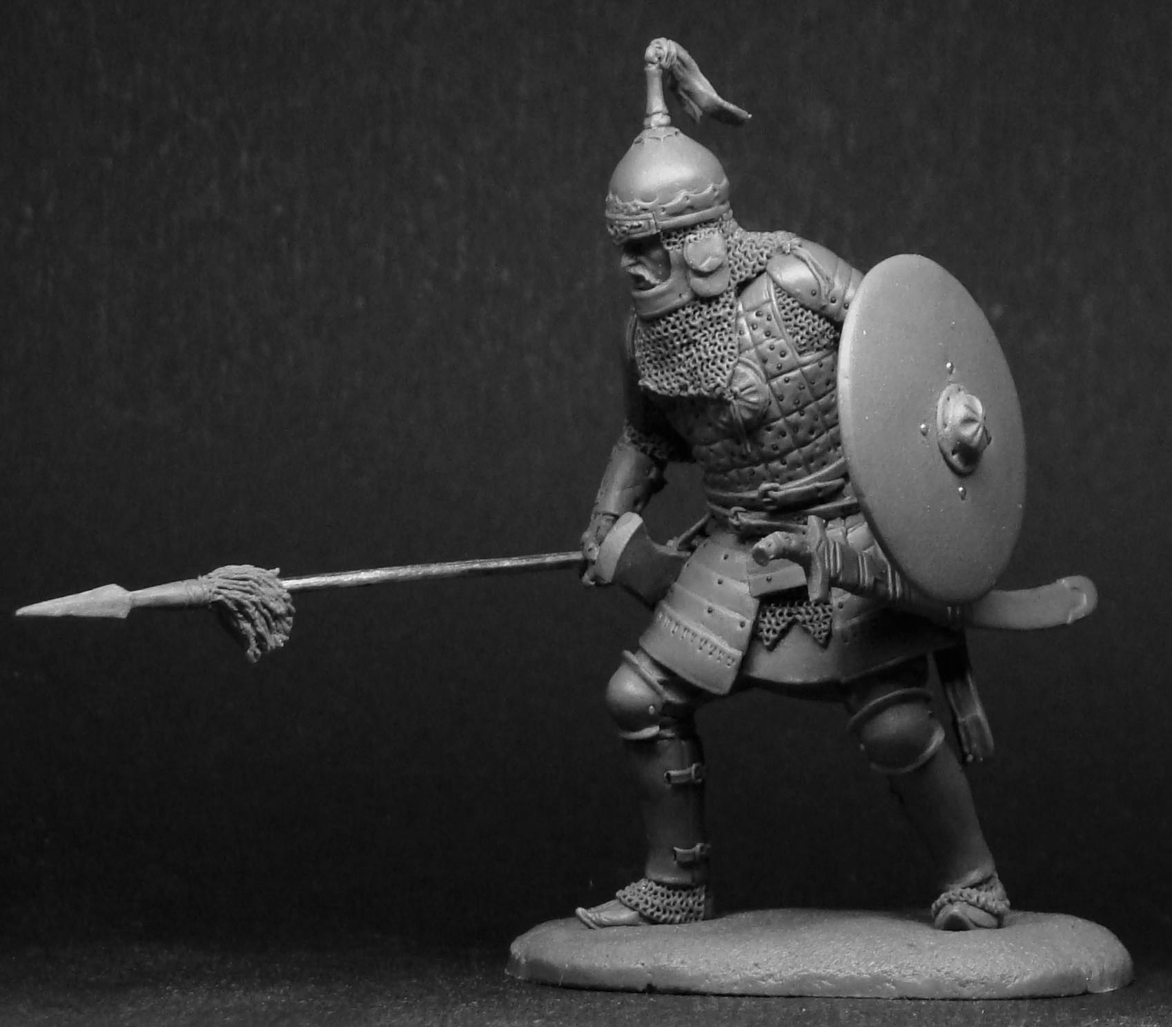 CHM-54047. Татаро-монгольский воин с копьем, 14 век. 54 мм. Материал - смола. Chronos Miniatures