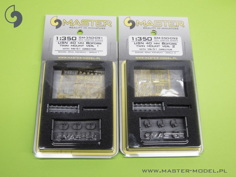 SM-350-092 USN 40 мм / 56 Bofors twin mount ver.2 / с директором Mk-51 - (смола, полиэтилен и точеные детали) - (6шт)