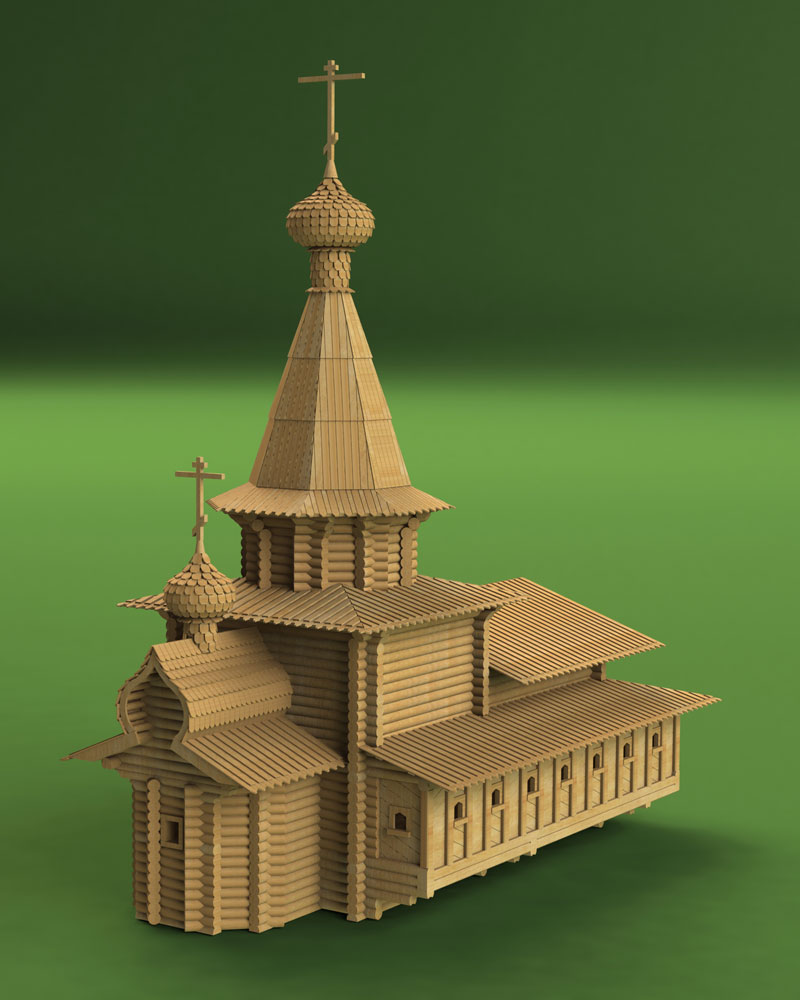 1001 сборная деревянная модель Спасская церковь СВ Модель