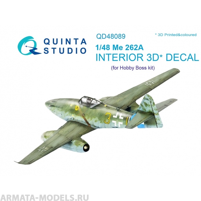 QD48089 3D Декаль интерьера кабины Me-262A (для модели HobbyBoss)