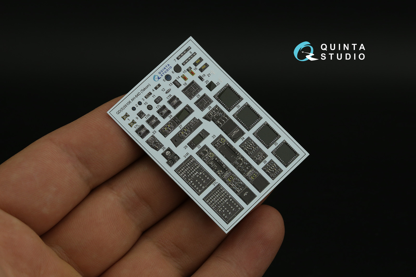 QDS+35106 3D Декаль интерьера кабины AH-64D (Takom) (Малая версия) (с 3D-печатными деталями)