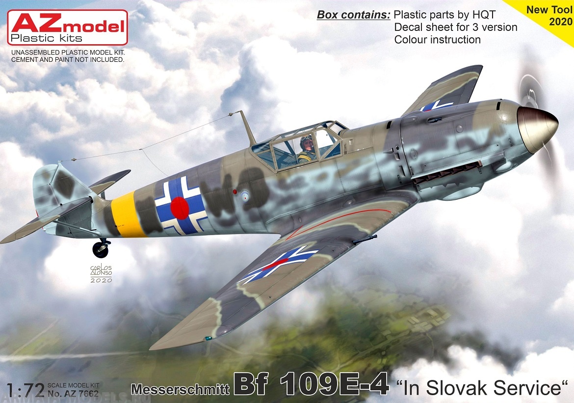 AZ7662 Сборная модель самолета Bf 109E-4 „In Slovak Service“ AZmodel Plastic kits