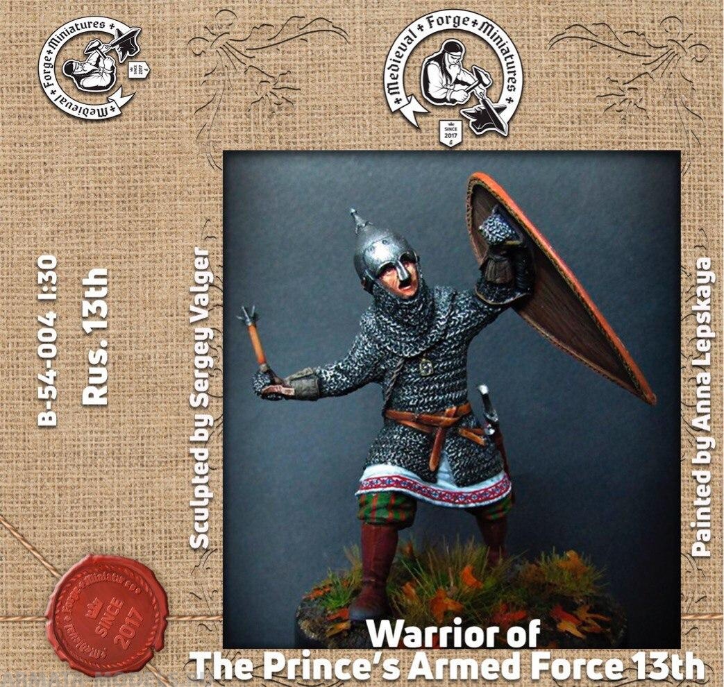 B-54-004 Фигура Воин Княжеской дружины. Русь. 13 век 54мм Medieval Forge Miniatures