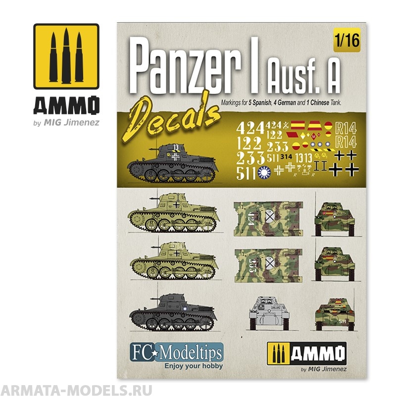 AMIG8060 Ammo Mig Маркировки  немецкого танка  PANZER I AUSF. A. DECALS 1/16