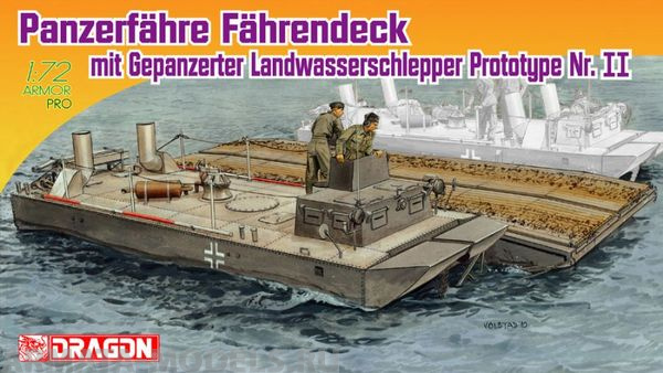 7509Д 1/72 Panzerfähre Fährendeck mit Gepanzerter Landwasserschlepper Prototype Nr. II Dragon