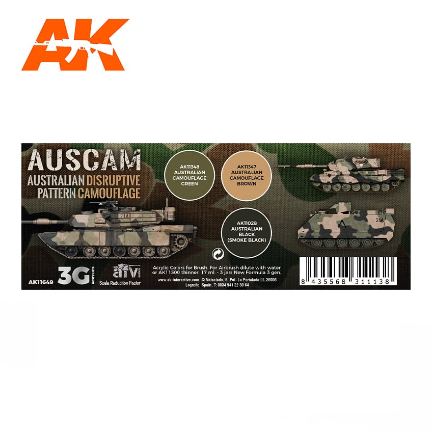 AK11649 Набор красок AUSCAM COLORS SET 3G