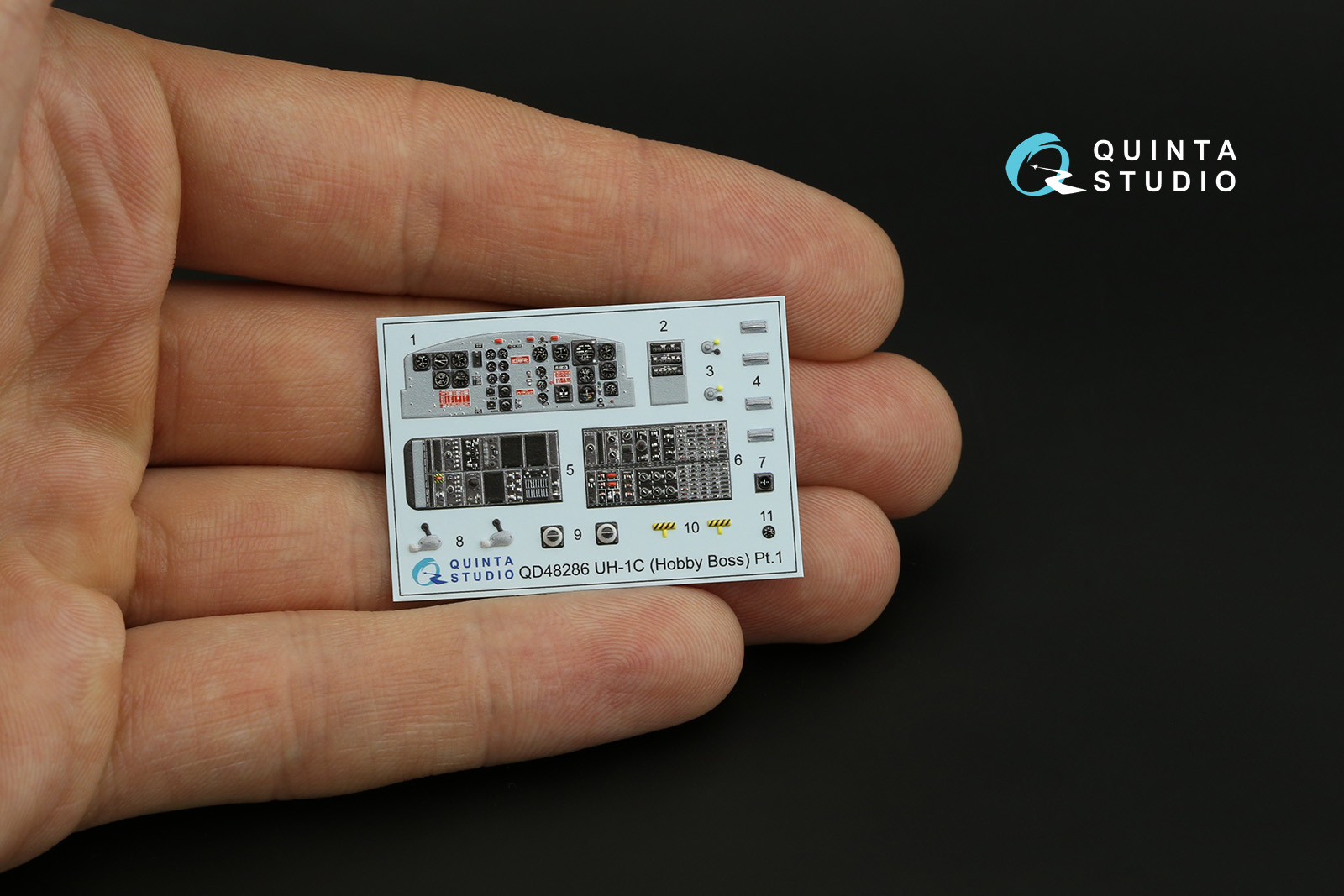 QDS-48286 3D Декаль интерьера кабины UH-1C (HobbyBoss)(Малая версия)