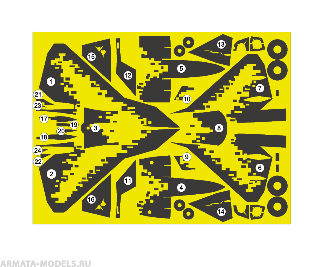 AM72119 Маска окрасочная для СУ-57 (Старый) для создания камуфляжа Охотник 1/72