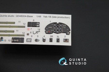 QD48004Base 3D Декаль интерьера кабины Як-1Б (для модели Моделсвит)