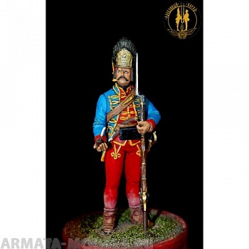 ОП.60.067 Фигура из белого металла Гренадёр Новомиргородского гарнизона или Пандурского полка 1756-63 г.г 