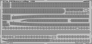 53152ED Комплект фототравления SET 1/350 Z-32 destroyer railings (DRAG)