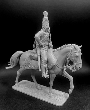 CHM-54338. Рядовой армейских гусарских полков, Россия 1796-1801 гг. (2 варианта голов). 54 мм. Материал - смола.